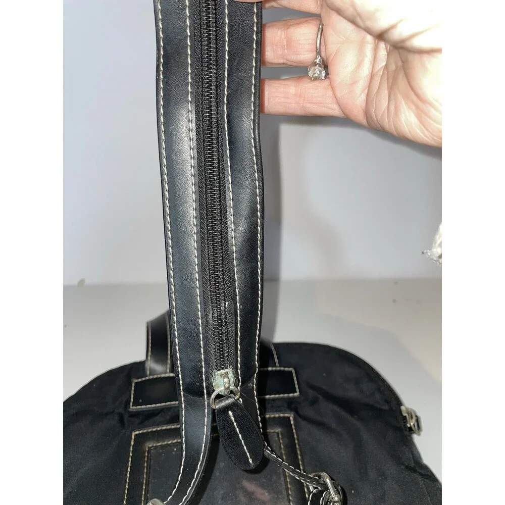 Etienne Aigner Vintage Black Nylon Backpack - Leather Trim - Convertible Sling